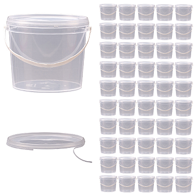 Balde para Alimento Transparente com Tampa Transparente 3.2L - Kit 50 Peças