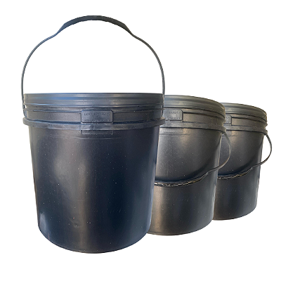 Balde com Tampa Lacre 16L Reciclado Preto Novo Multiuso - Kit 03 Peças
