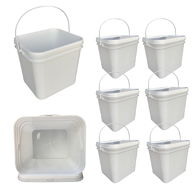 Balde 3.6 L Retangular com Tampa Lacre e Alça - Kit 06 Unid