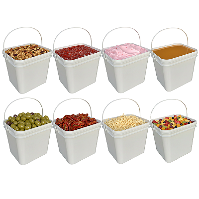 Balde com Tampa Retangular 3.6 Litros - Kit 08 Peças