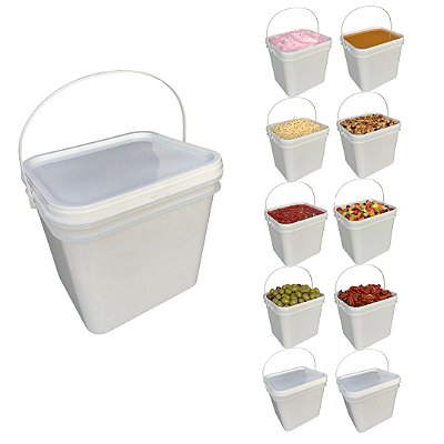 Balde com Tampa Lacre Retangular 3.6l Multiuso - Kit 10 Unid