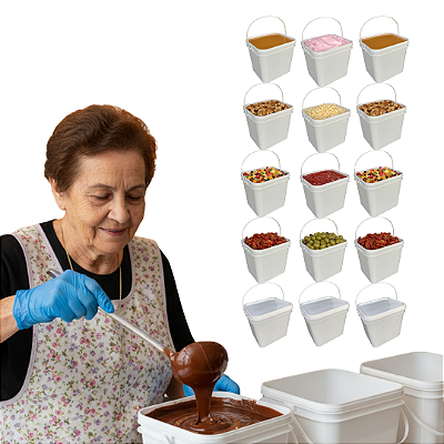 Balde Retangular 3.6L com Tampa Lacre Atóxico - Kit 15 Unid