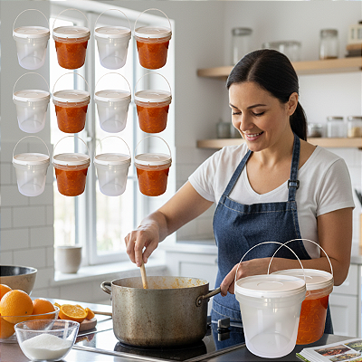 Balde para Alimento cTransparente 3.2L Tampa Lacre - 12 Peças