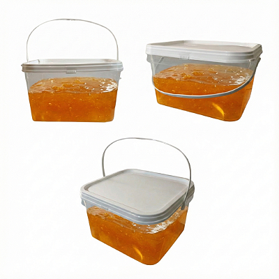 Balde Retangular 2.4L Transparente para Alimentos - 03 Pcs