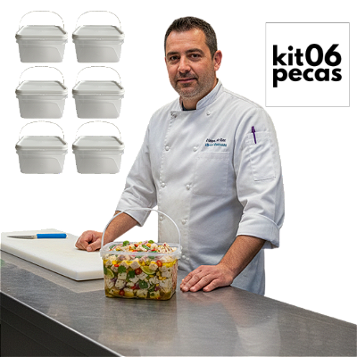 Balde com Tampa Lacre 2.4L Novo Atóxico BPA Free - 06 Peças