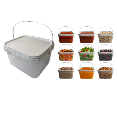 Balde 2.4 Litros Retangular Transparente para Aimentos - Kit 09 Peças