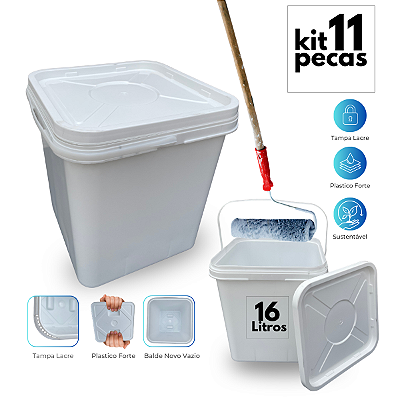Balde com Tampa Lacre 16L Retangular Branco Reciclado - 11 Pcs