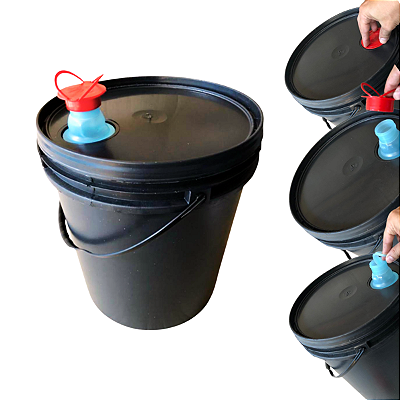 Balde 16L Preto Reciclado com Tampa Lacre Bico Retrátil - 2 Pcs