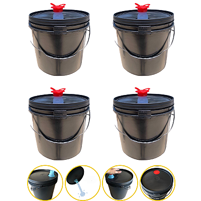 Balde com Bico Despejo Retrátil Tampa Lacre 16L - Kit 04 Pcs