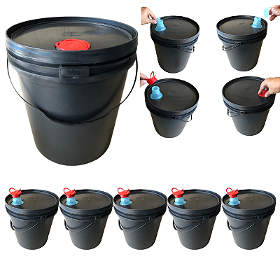 Balde com Tampa e Bico Despejo Retratil de 16L - Kit 05 Pcs
