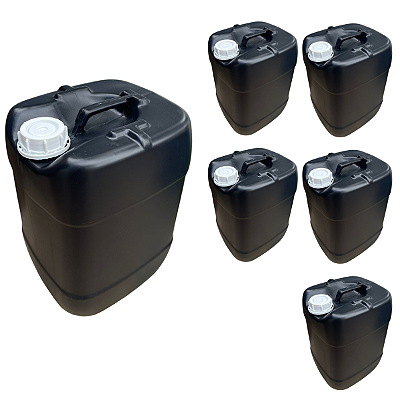 Bombona 20L com Tampa Rosca e Anel de Vedação de Polixan - 05 Peças