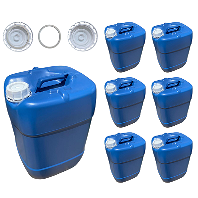 Galao 20L Reciclado com Tampa Lacre Rosca com Anel Vedante - 06 Peças