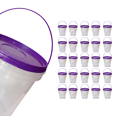DUPLICADO - Balde Transparente com Tampa Roxa Lacre de 3.2 Litros