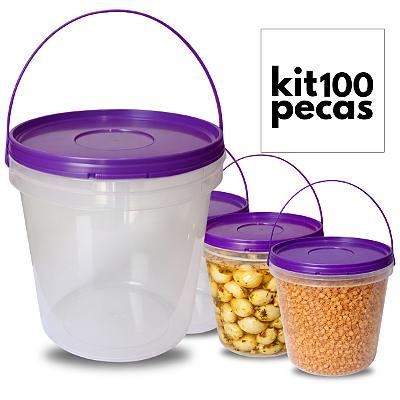 Balde com Tampa Lacre Roxa 3.2L Atóxico BPA Free - 100 Pçs