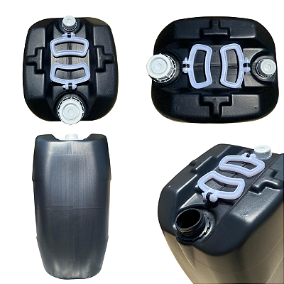 Bombona 50L Preta Reciclada Industrial com Tampa Lacre Vedante - 04 Peças