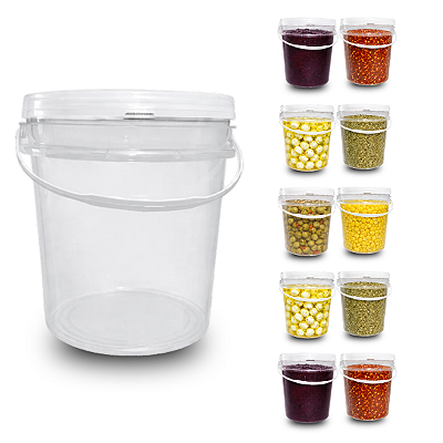 Balde com Tampa 5L Transparente com Alça I Uso Profissional - 10 Pcs