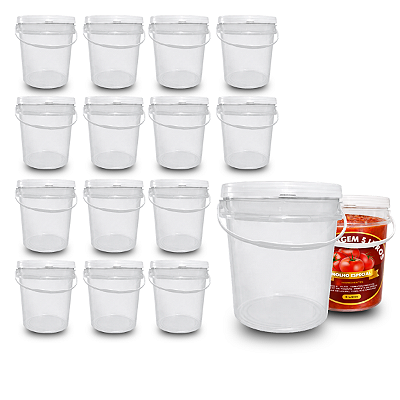 Balde 5L Transparente Tampa Lacre Branca Atóxico Alimentos Nastripack - 14 Und