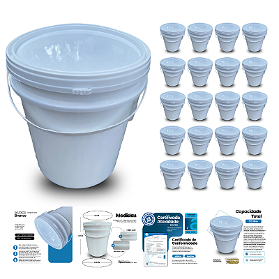 Balde Alimenticio com Tampa 5 Litros Branco - Kit 20 Und