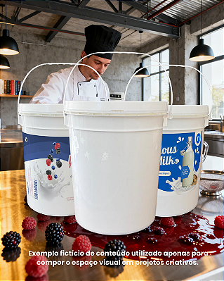 Balde Plástico para Uso Comercial com Tampa Lacre Atóxico - 02 Peças