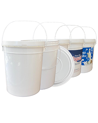 Balde 7.2L com Tampa Lacre Novo Atóxico BPA Free - 05 Peças