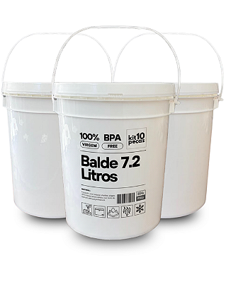Balde Plástico 7,2L com Tampa BPA Free para Alimentos - 10 Peças