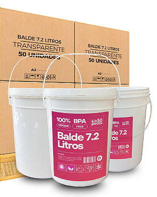 Balde com Tampa 7 Litros Multiuso Atóxico BPA Free - 50 Und