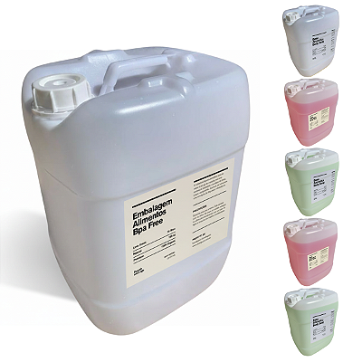 Galão 20L Transparente Atóxico com Tampa Rosca para Alimentos - 05 Pcs