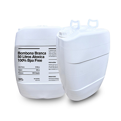 Bombona 50L Branca com Tampa Rosca para Uso Profissional BPA Free
