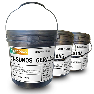 Balde para Construção Civil com Tampa Lacre 14L - Kit 03 Peças