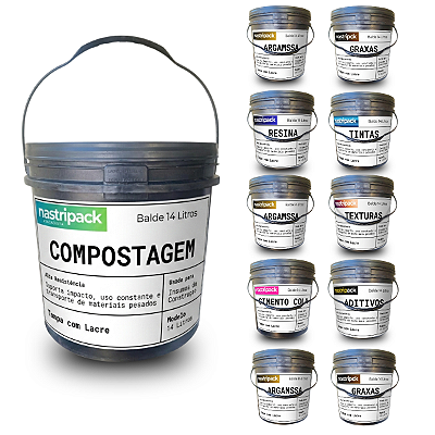 Balde 14 Litros Reciclado com Lacre Não Vaza - Kit 10 Pcs