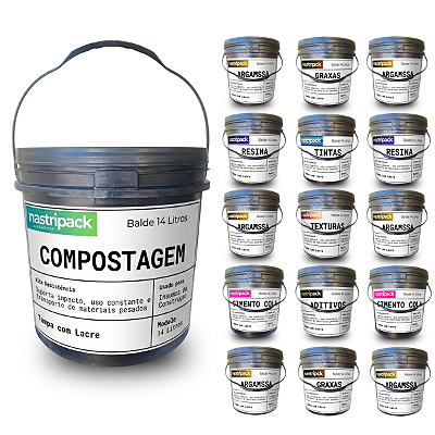 Balde Reciclado com Tampa Lacre 14L Multiuso - 15 Pecas