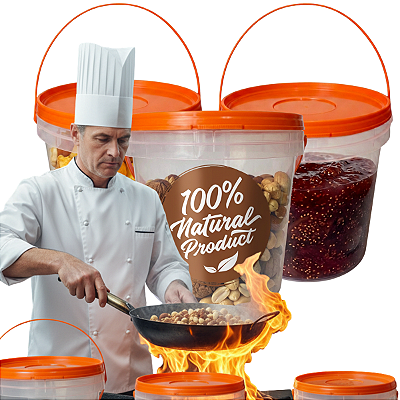 Balde Transparente 3,2L com Lacre Inviolável Laranja - 20 Peças
