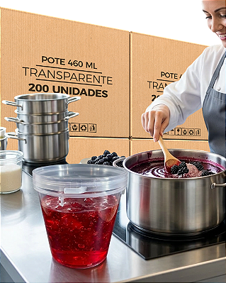 Pote Plastico 460ml com Tampa Lacre P500 Uso Profissional - 200 Und