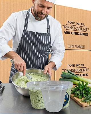 Pote para Molhos Caldos e Cremes com Tampa Lacre 460 ML P500 - 400 Und