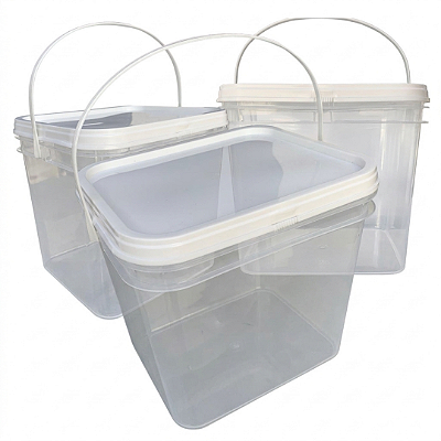 Balde Retangular Transparente 3.6L para Armazenar Alimentos - 03 Peças