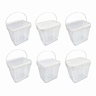 Balde Transparente 3.6L Retangular com Tampa Lacre - 06 Peças