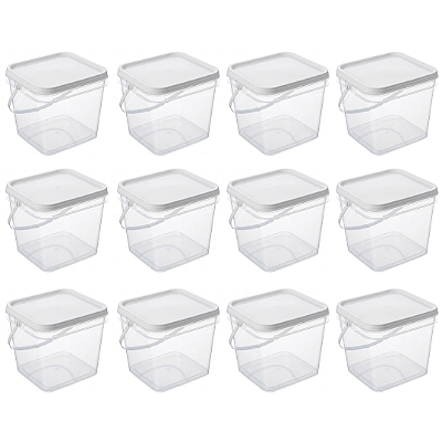 Balde com Tampa Lacre 3.6L Transparente Retangular - 12 Pcs