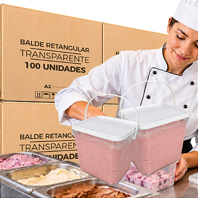Balde Transparenre 3.6L Tampa Lacre Atóxico BPA FREE - 100 Und
