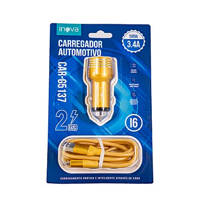Carregador Veicular Ios Com Cabo Inova