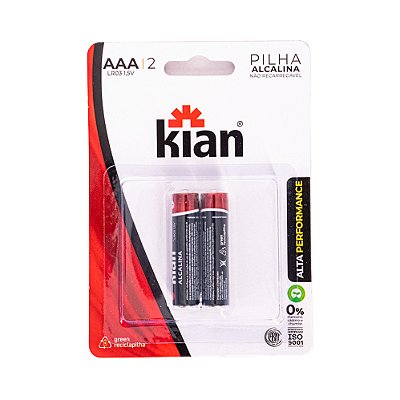 Pilha 3A Alcalina 2 Unidades Kian