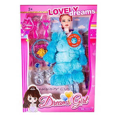 Boneca Com Casaco De Pelúcia