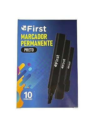 Marcador Permanente Preto 10 Unid. First Bm2115