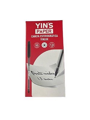 Caneta Esferográfica Preta Kit 50 Pçs Yin'S Paper Yp8146