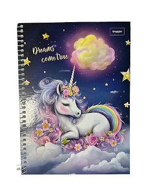 Kit 5 Unid Caderno Univ 96 Fls 1 Mat Unicórnio