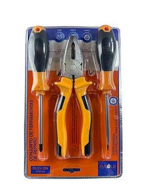Conjunto de Ferramentas Alicate, Chave de Fenda e Phillipis Md12760