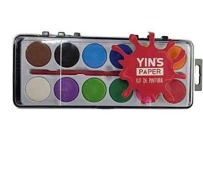 Tinta Aquarela Escolar 12 Cores Com Pincel Yp7449