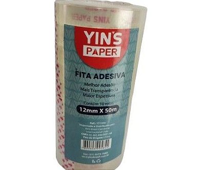 Fita Adesiva 12mm x 50m 10 Rolos Yin's Paper Yp7498