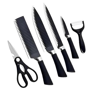 Jogo de Facas Inox 6 Pçs Antiaderente Bmax Bmf990
