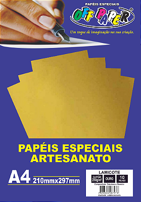Papel Lamicote Ouro A4 250g 10 Fls Off Paper