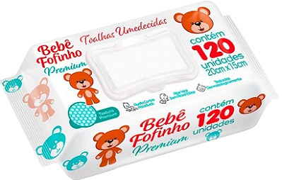 Toalhas Umidecidas 120 Unid. 20cm x15cm Bebê Fofinho Premium